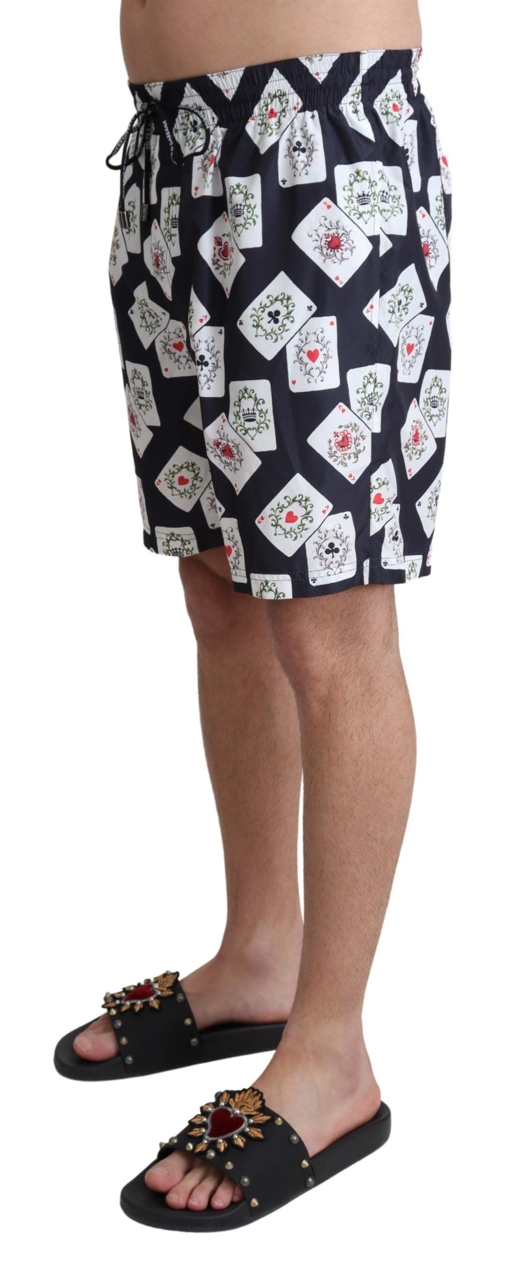 Dolce &amp; Gabbana Black Card Deck Print Beachwear Swimshorts by Dolce &amp; Gabbana outlet now on sale