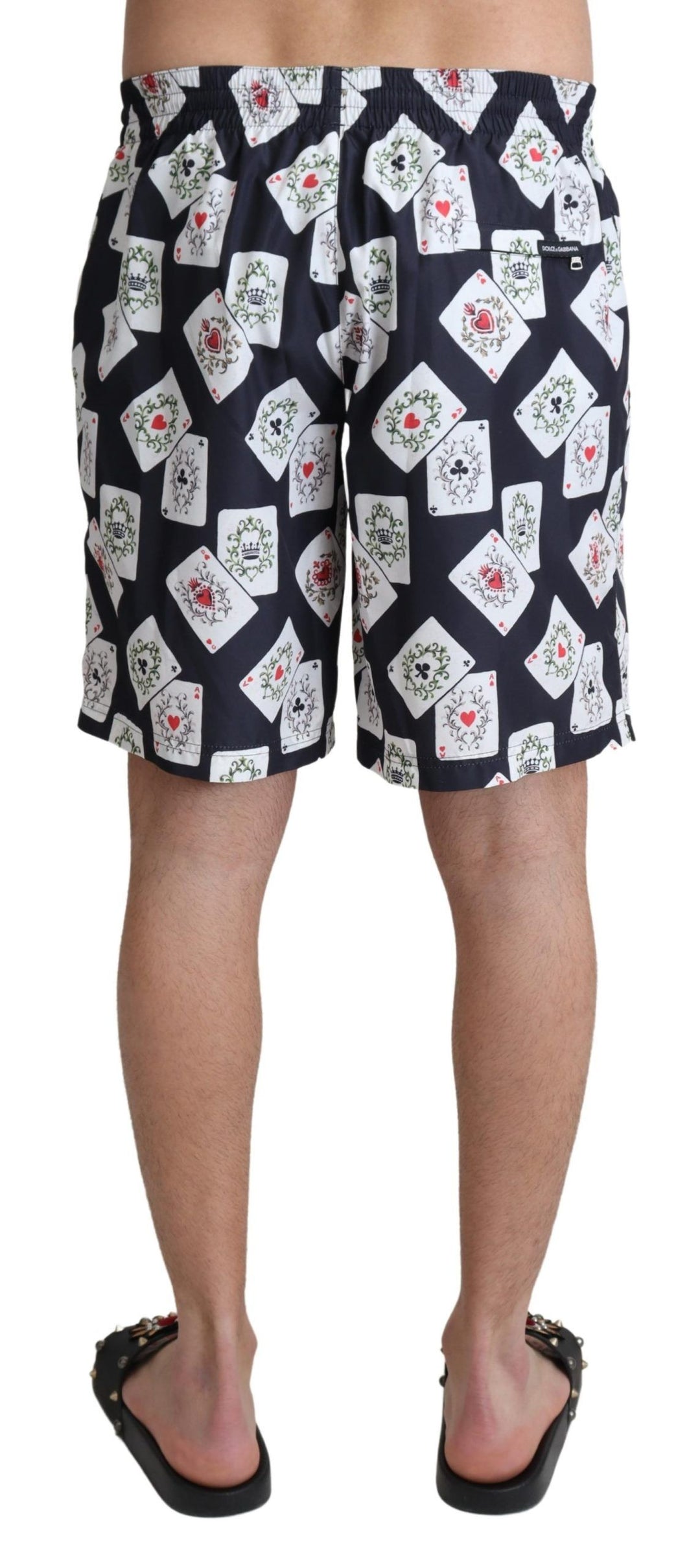Dolce &amp; Gabbana Black Card Deck Print Beachwear Swimshorts by Dolce &amp; Gabbana outlet now on sale