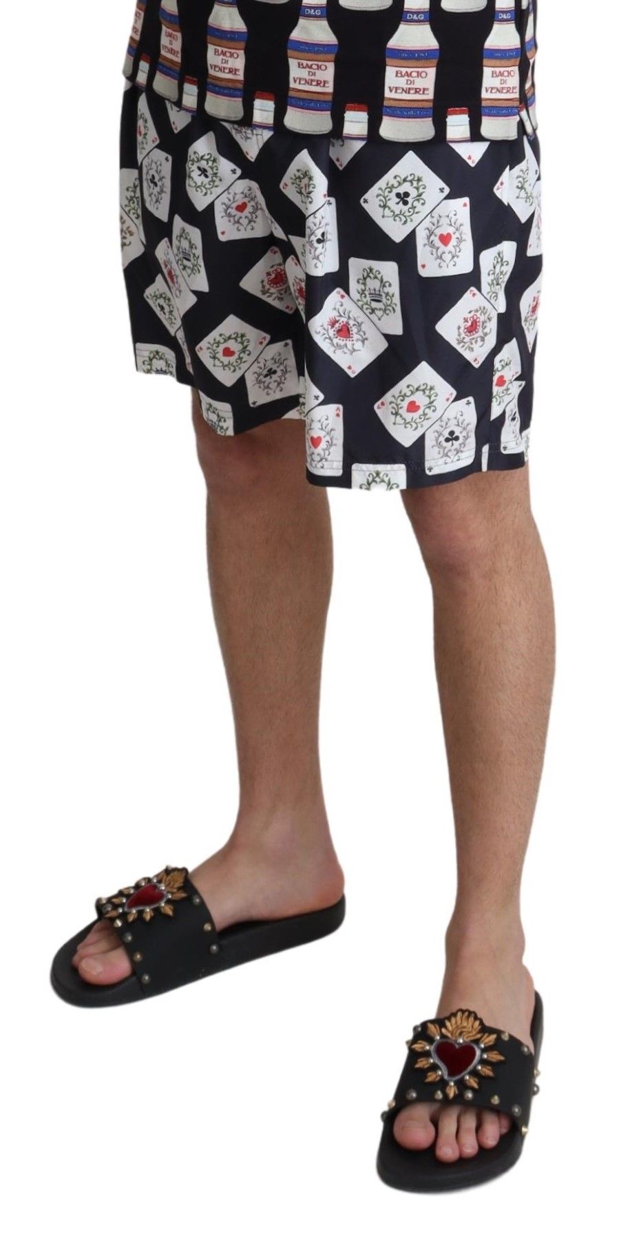 Dolce &amp; Gabbana Black Card Deck Print Beachwear Swimshorts by Dolce &amp; Gabbana outlet now on sale