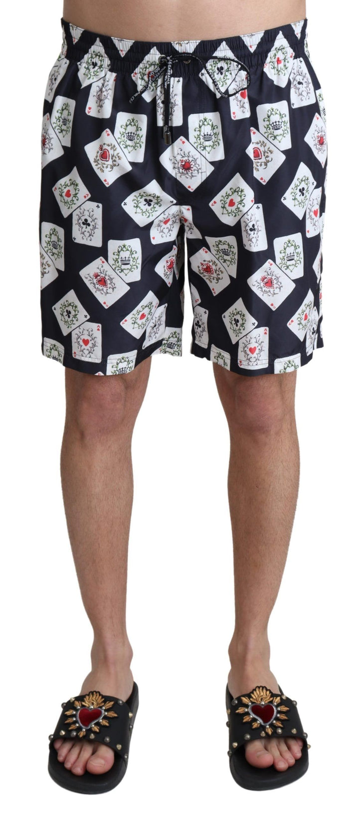 Dolce &amp; Gabbana Black Card Deck Print Beachwear Swimshorts by Dolce &amp; Gabbana outlet now on sale