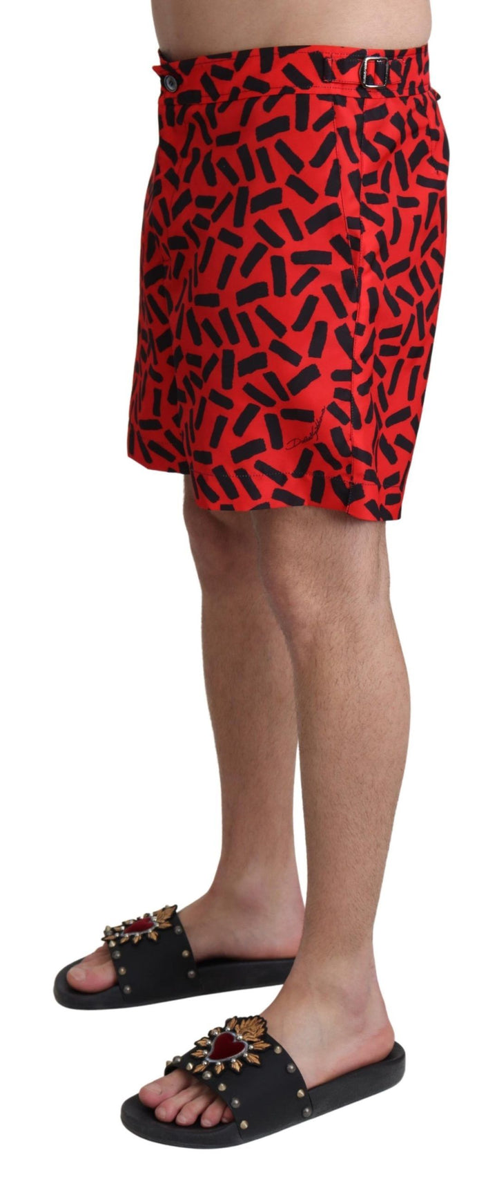 Dolce &amp; Gabbana Red Patterned Beachwear Shorts Swimwear by Dolce &amp; Gabbana outlet now on sale