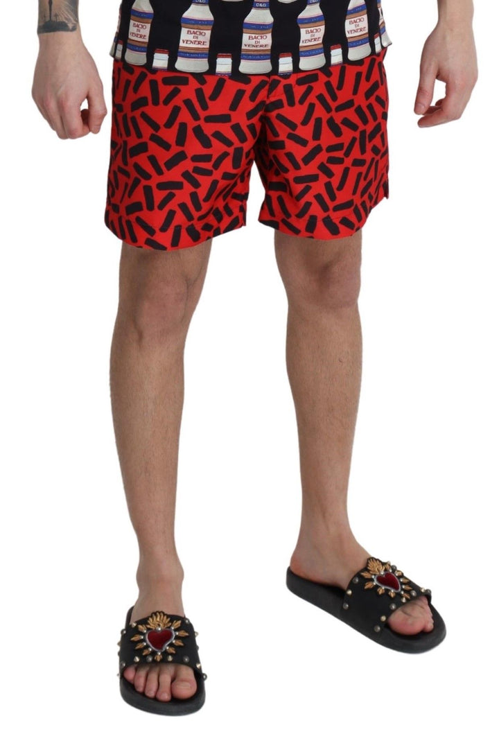 Dolce &amp; Gabbana Red Patterned Beachwear Shorts Swimwear by Dolce &amp; Gabbana outlet now on sale