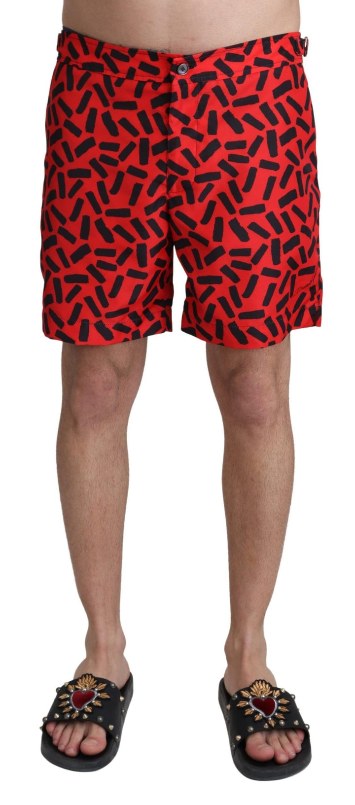 Dolce &amp; Gabbana Red Patterned Beachwear Shorts Swimwear by Dolce &amp; Gabbana outlet now on sale