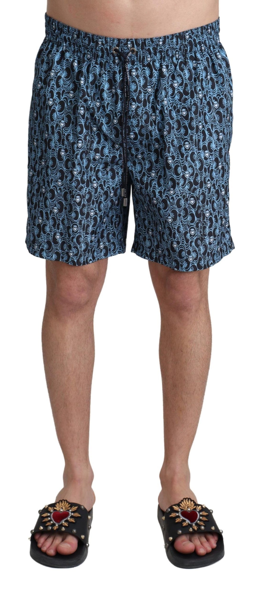 Dolce &amp; Gabbana Blue Patterned Print Beachwear Shorts Swimwear by Dolce &amp; Gabbana outlet now on sale