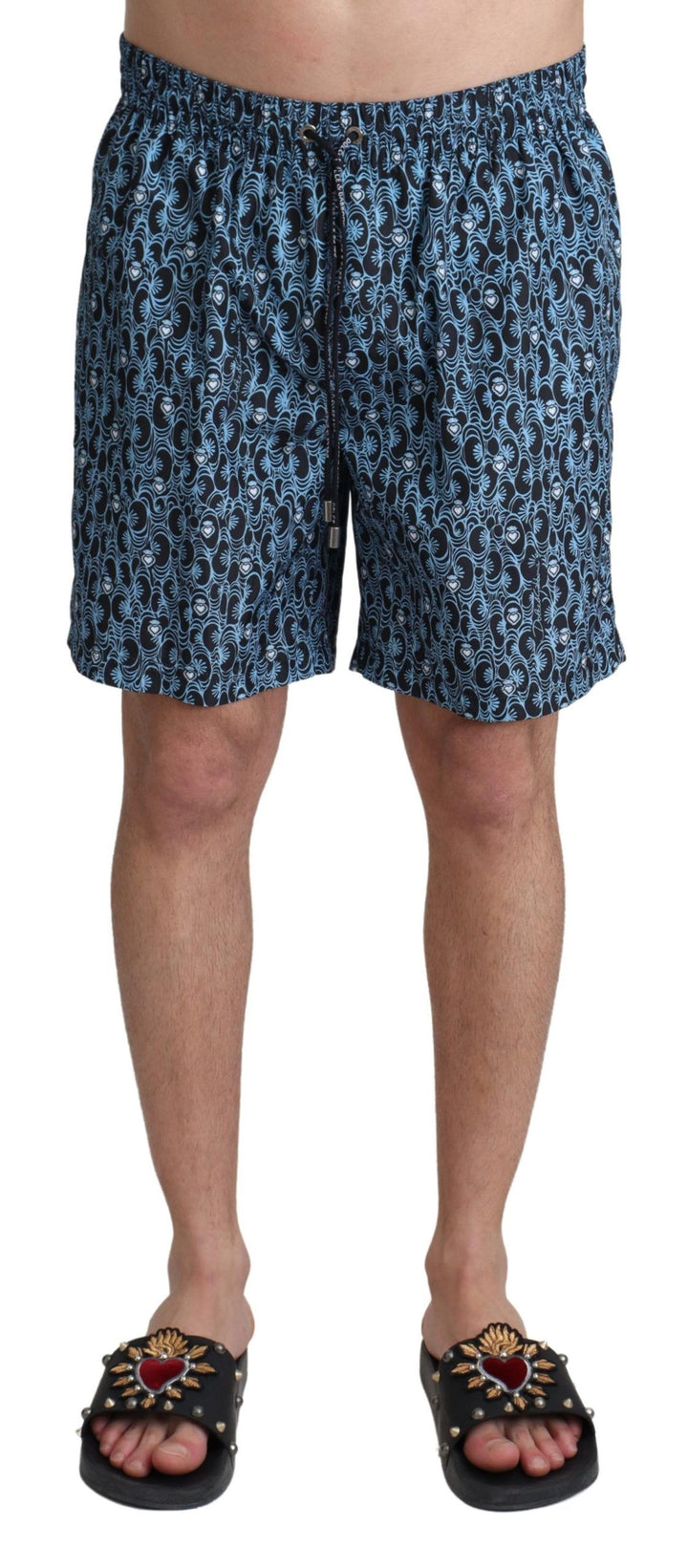 Dolce &amp; Gabbana Blue Patterned Print Beachwear Shorts Swimwear by Dolce &amp; Gabbana outlet now on sale