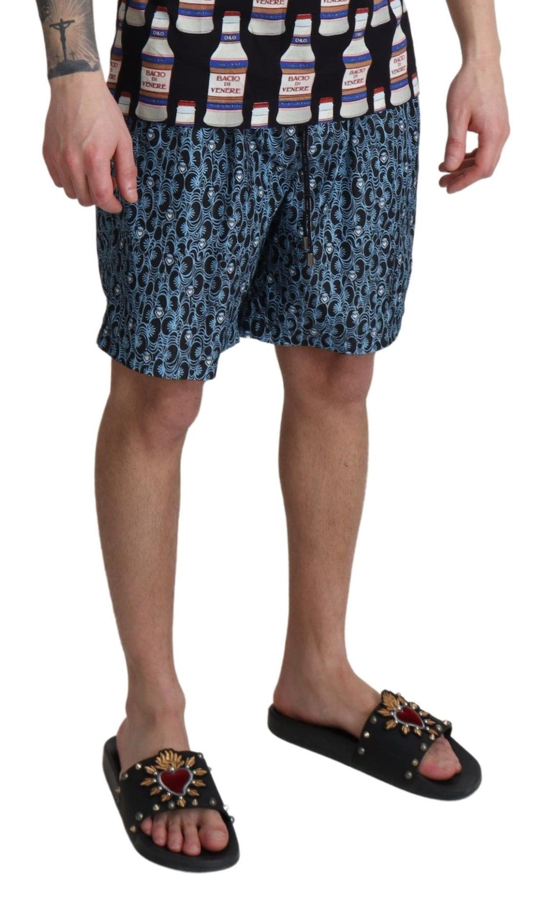 Dolce &amp; Gabbana Sample Sale Dolce &amp; Gabbana Blue Patterned Print Beachwear Shorts Swimwear - | Designer outlet