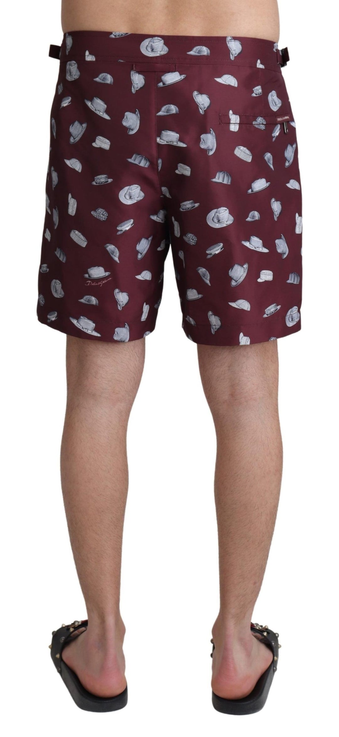 Dolce &amp; Gabbana Sample Sale Dolce &amp; Gabbana Maroon Hats Print Beachwear Shorts Swimwear - | Designer outlet