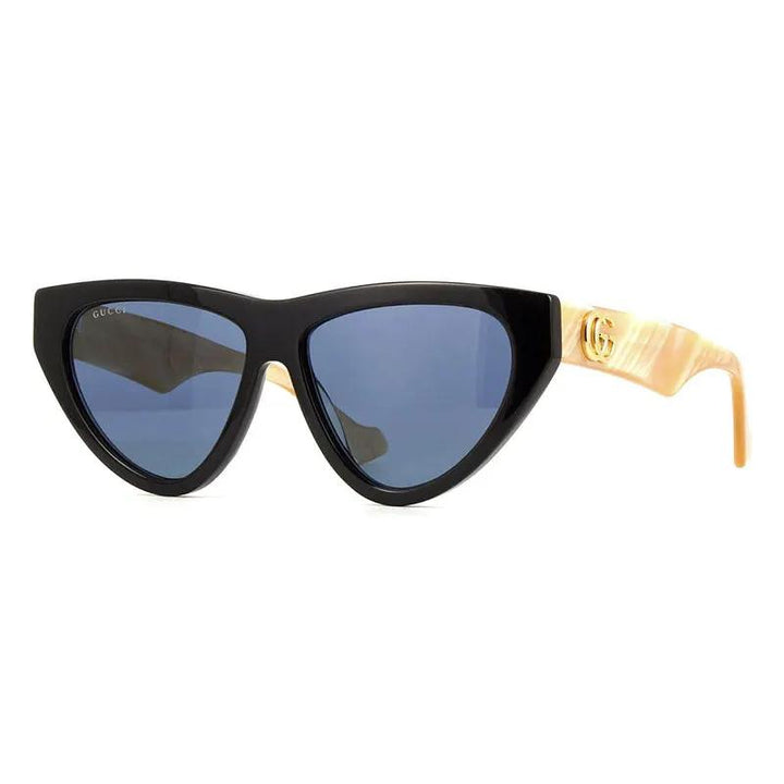 Gucci Sunglasses Cat Eye Full Rim, Shiny Black Frame and Blue Lens GG1333S004