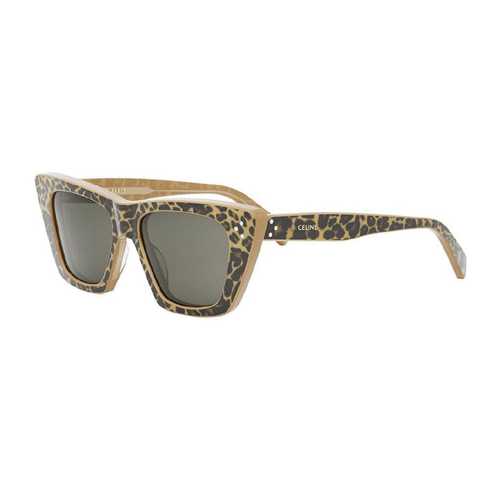 Celine Sunglasses Cat Eye Full Rim, Cheetah Print Frame and Smoke Lens CL40187I99A