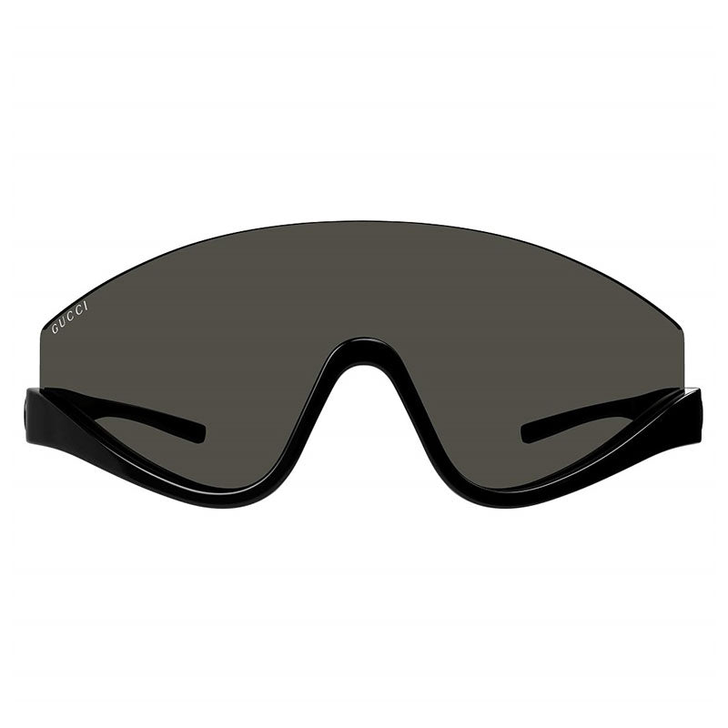 Gucci Shield Semi Rim, with a Shiny Black frame and Grey lens.