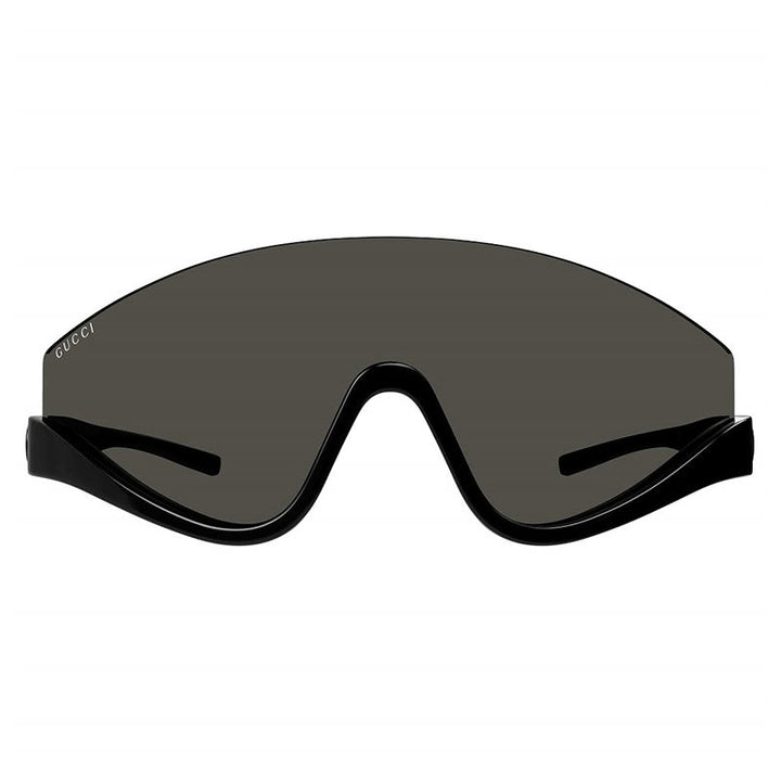 Gucci Shield Semi Rim, with a Shiny Black frame and Grey lens.