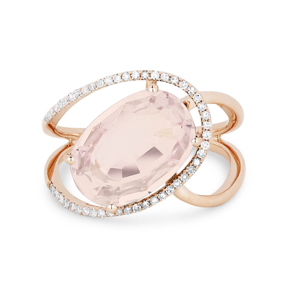 Rings - 14K Rose Gold,Created Morganite RING - R1339CMGP - Ask Me Wear