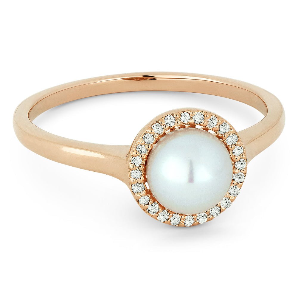 Rings - 14K Rose Gold,Pearl RING - R1335PEP - Ask Me Wear