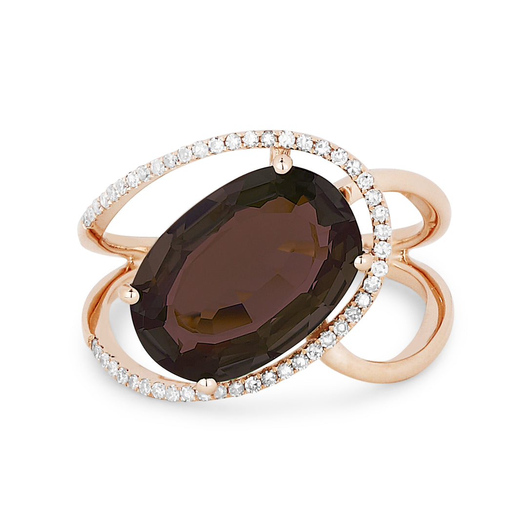 Rings - 14K Rose Gold,Smokey Topaz RING - R1339SMP - Ask Me Wear