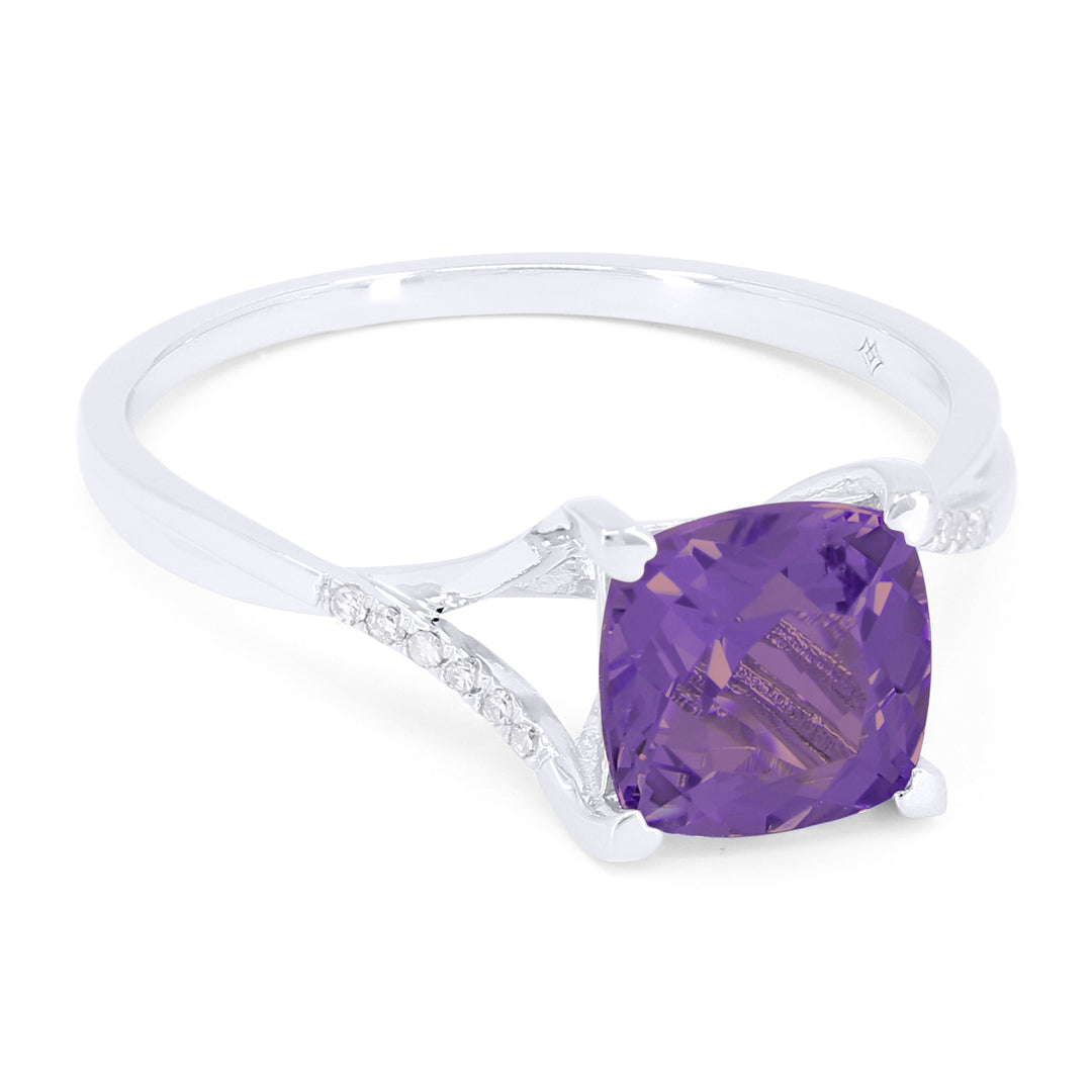 Rings - 14K White Gold,Amethyst RING - R1581AMW - Ask Me Wear