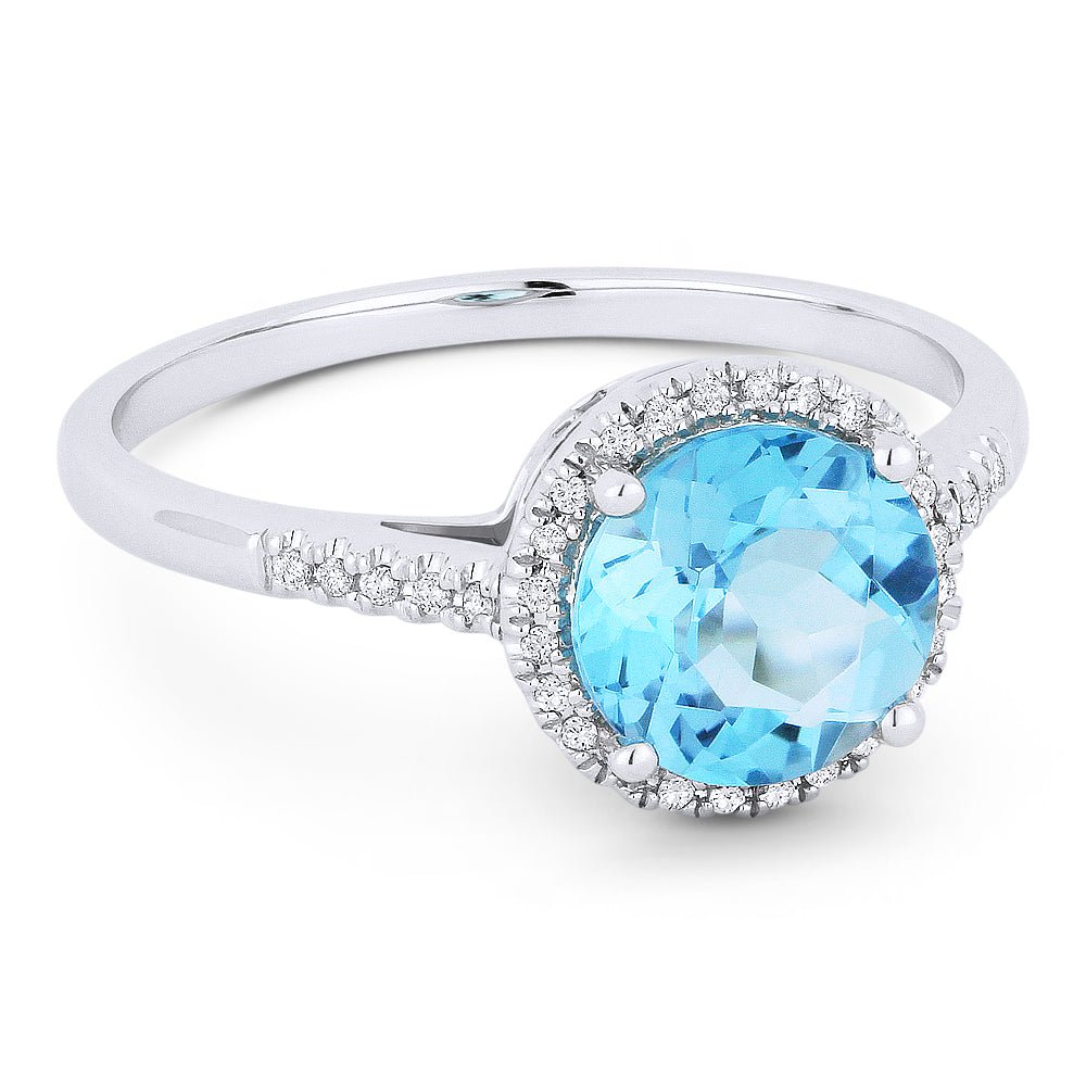 Rings - 14K White Gold,Blue Topaz RING - R1065BTW - Ask Me Wear