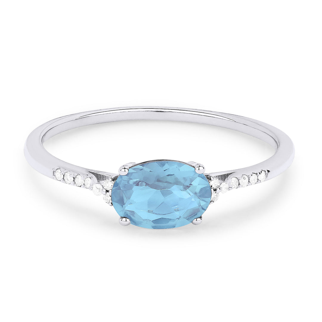 Rings - 14K White Gold,Blue Topaz RING - R1444BTW - Ask Me Wear