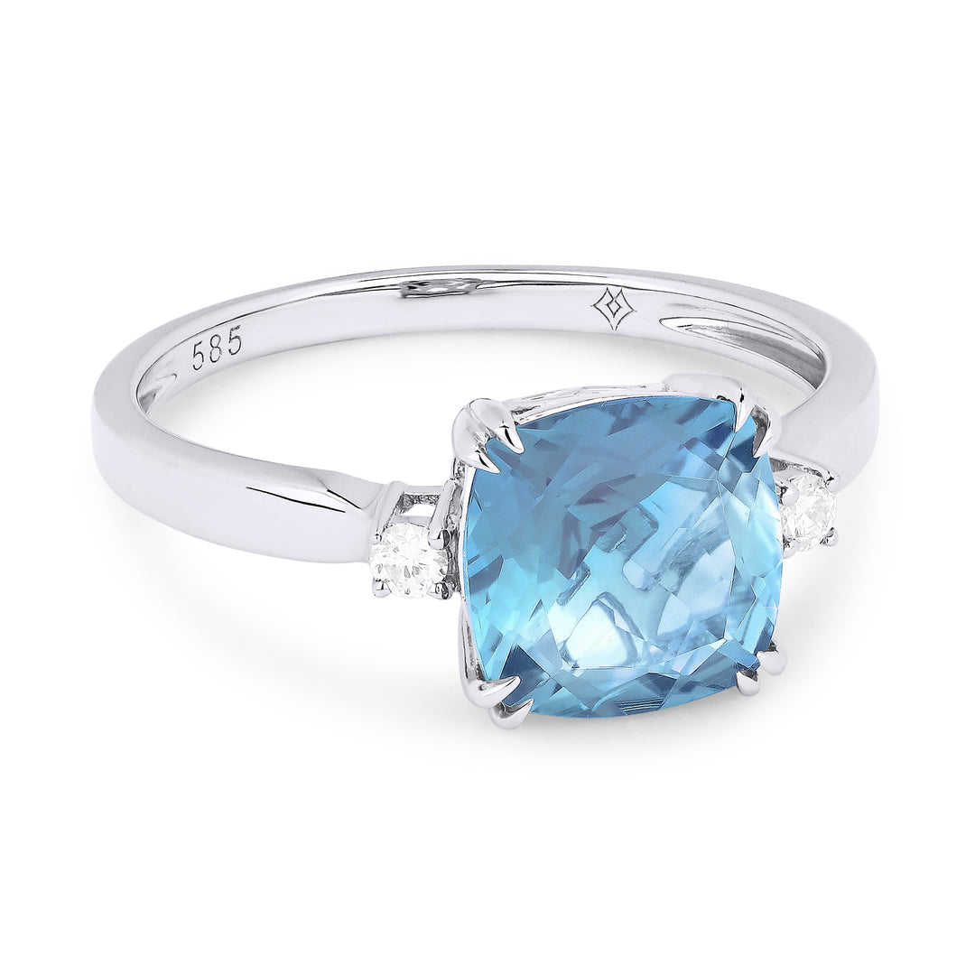 Rings - 14K White Gold,Blue Topaz RING - R1446BTW - Ask Me Wear