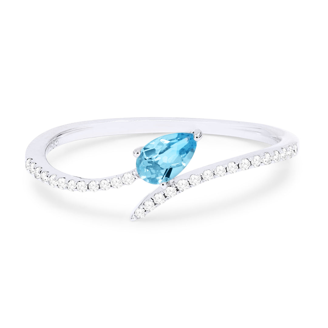 Rings - 14K White Gold,Blue Topaz RING - R1456BTW - Ask Me Wear