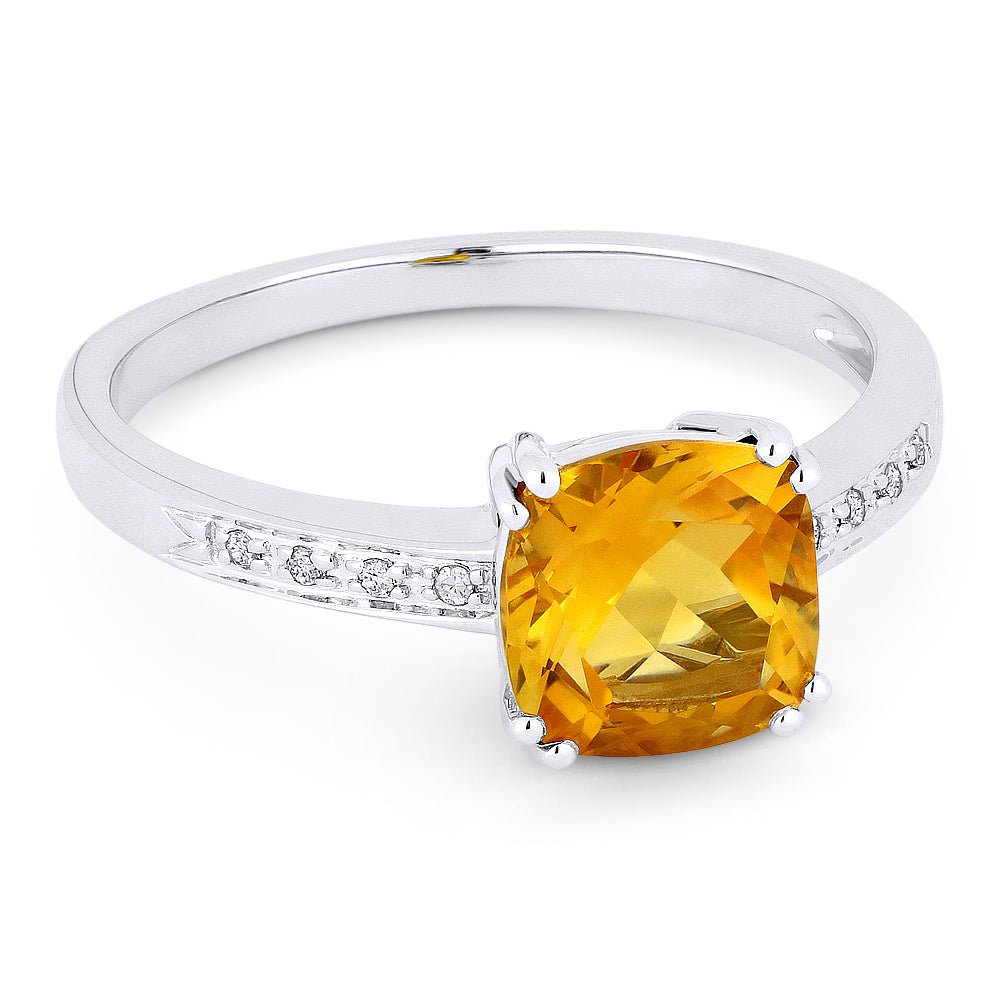 Rings - 14K White Gold,Citrine RING - R1108CTW - Ask Me Wear