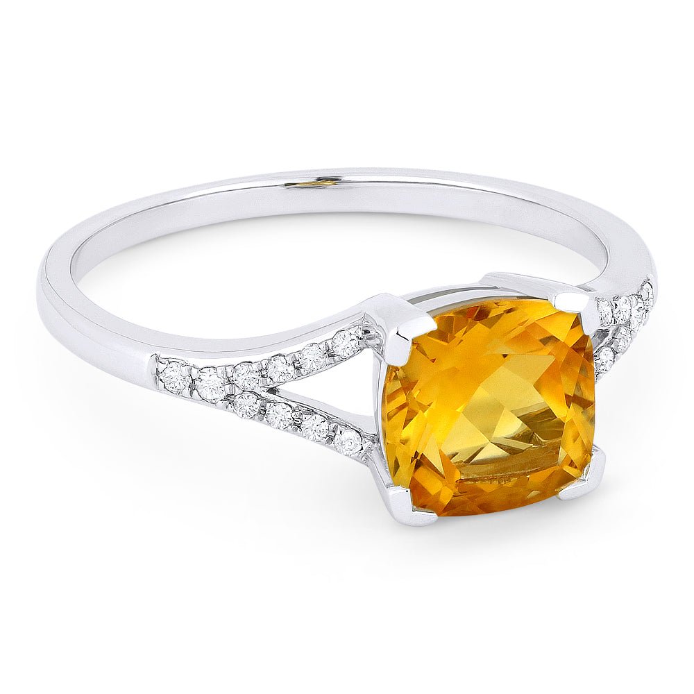 Rings - 14K White Gold,Citrine RING - R1142CTW - Ask Me Wear