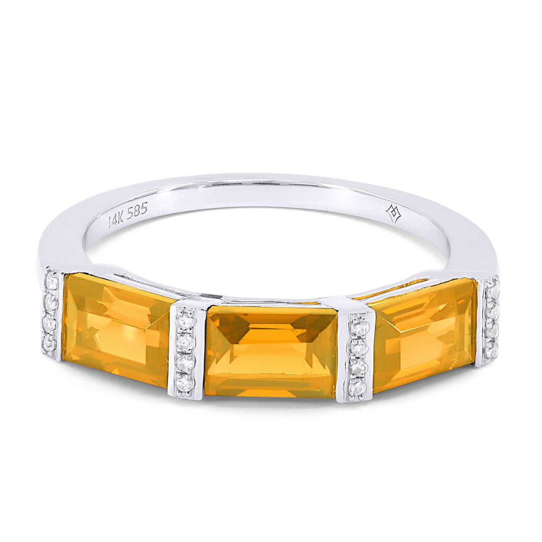 Rings - 14K White Gold,Citrine RING - R1393CTW - Ask Me Wear