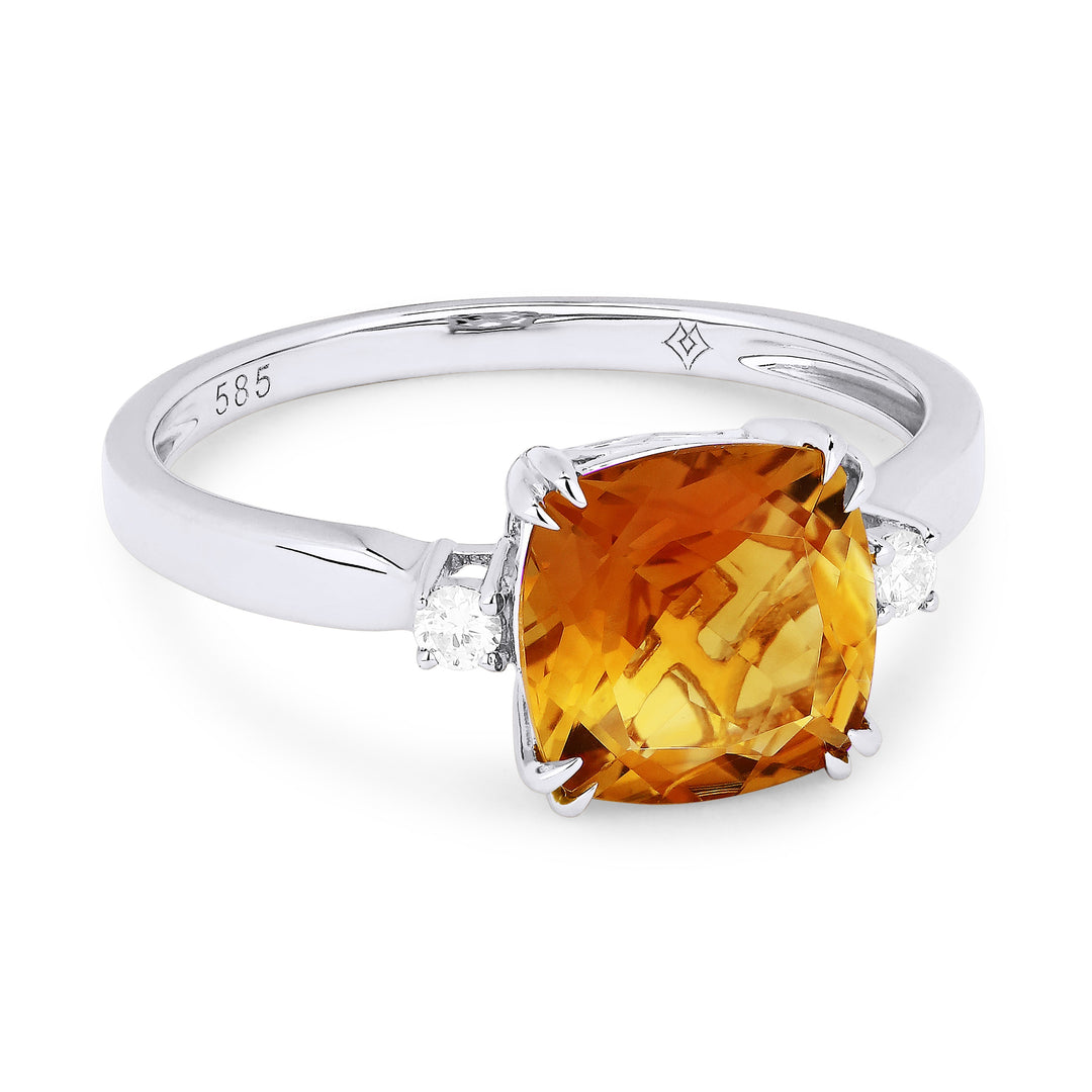 Rings - 14K White Gold,Citrine RING - R1446CTW - Ask Me Wear