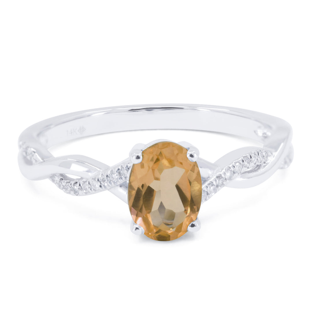 Rings - 14K White Gold,Citrine RING - R1670CTW - Ask Me Wear