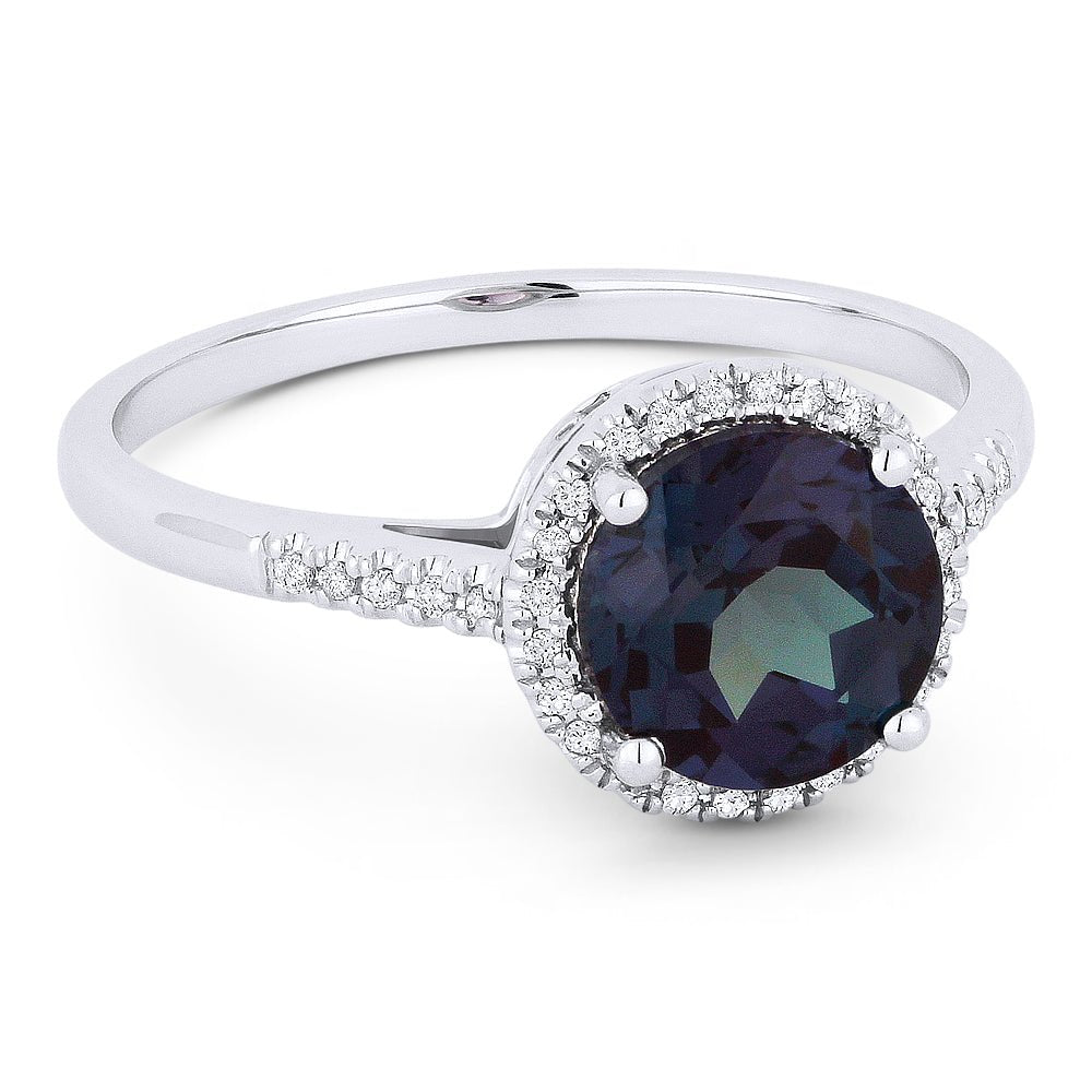 Rings - 14K White Gold,Created Alexandrite RING - R1065AXW - Ask Me Wear