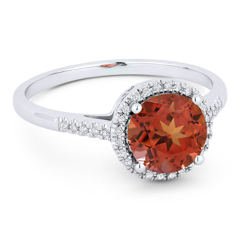 Rings - 14K White Gold,Created Padparadscha RING - R1065OCW - Ask Me Wear