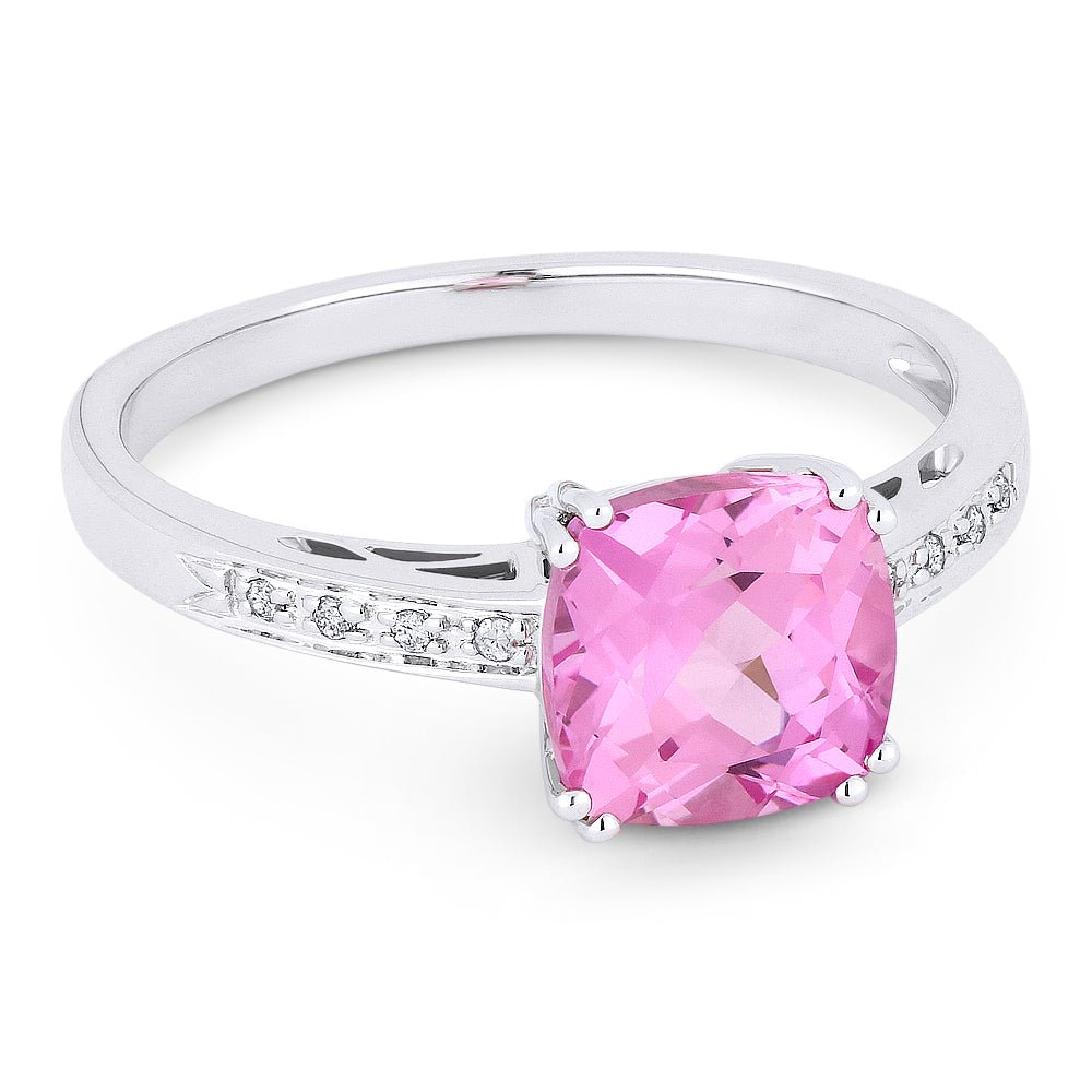 Rings - 14K White Gold,Created Pink Sapphire RING - R1108PCW - Ask Me Wear