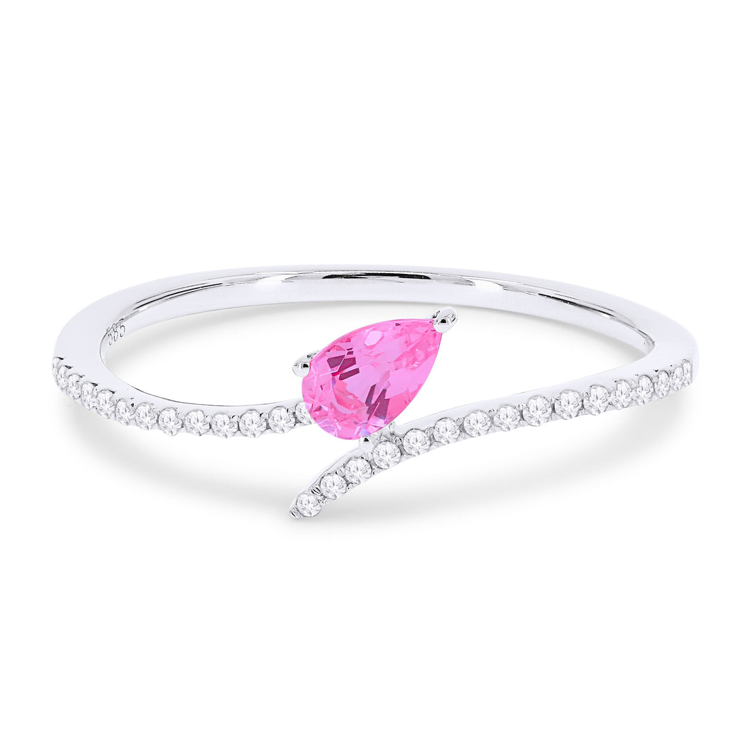 Rings - 14K White Gold,Created Pink Sapphire RING - R1456PCW - Ask Me Wear