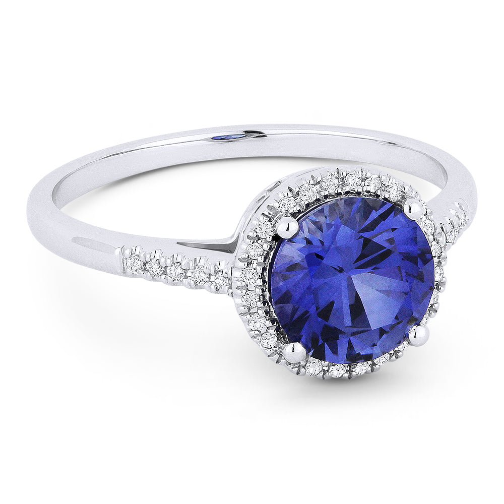 Rings - 14K White Gold,Created Sapphire RING - R1065BCW - Ask Me Wear