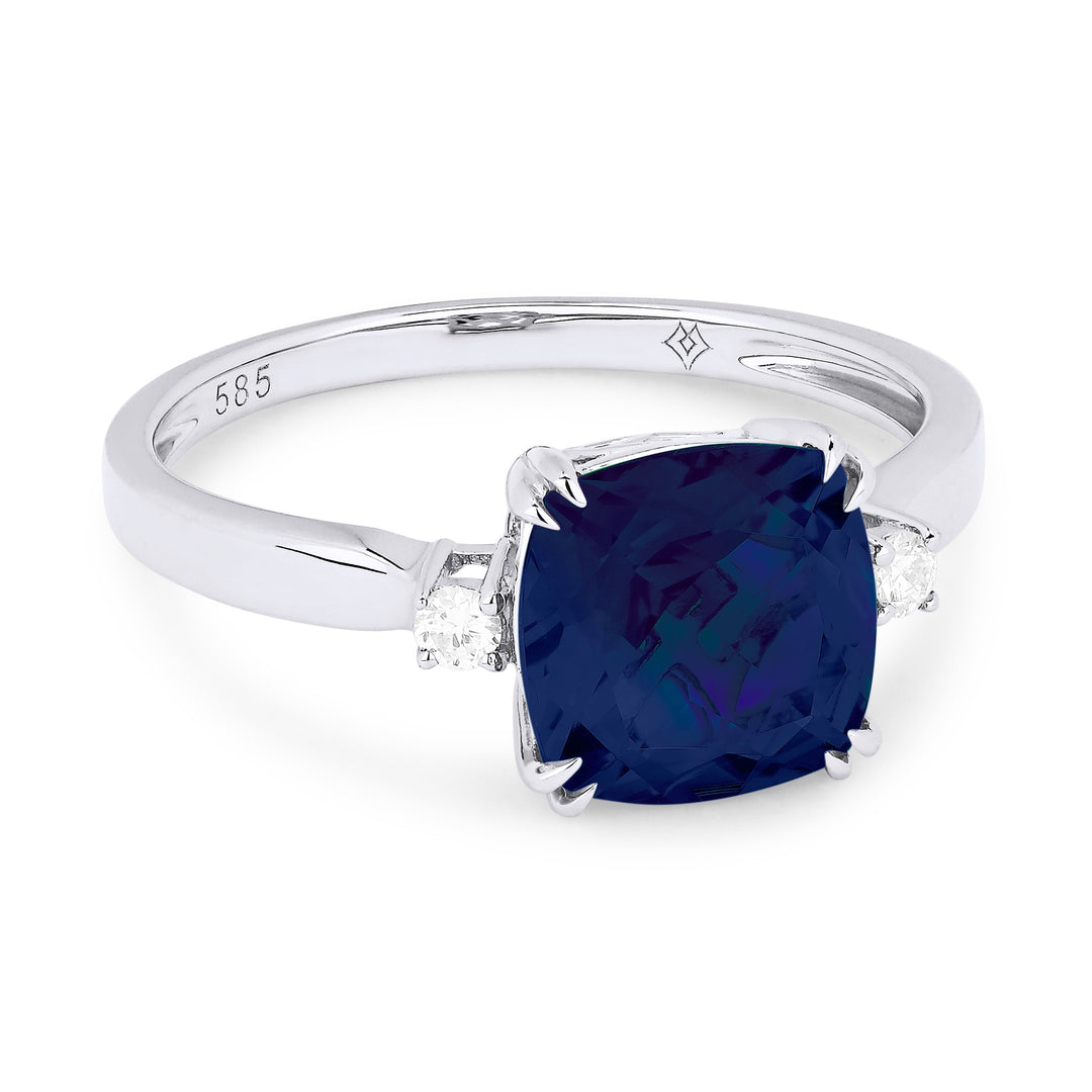 Rings - 14K White Gold,Created Sapphire RING - R1446BCW - Ask Me Wear