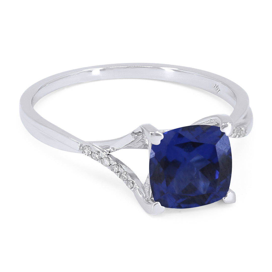 Rings - 14K White Gold,Created Sapphire RING - R1581BCW - Ask Me Wear