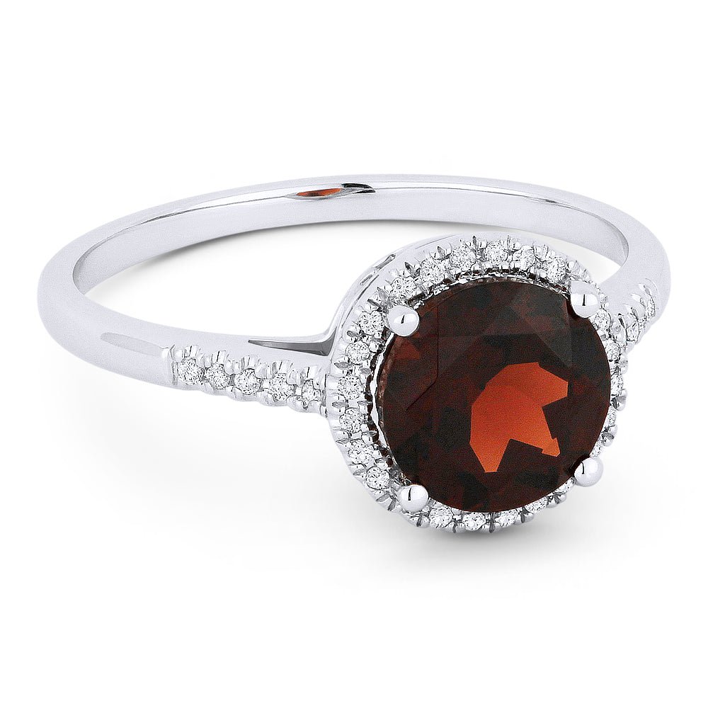 Rings - 14K White Gold,Garnet RING - R1065GAW - Ask Me Wear