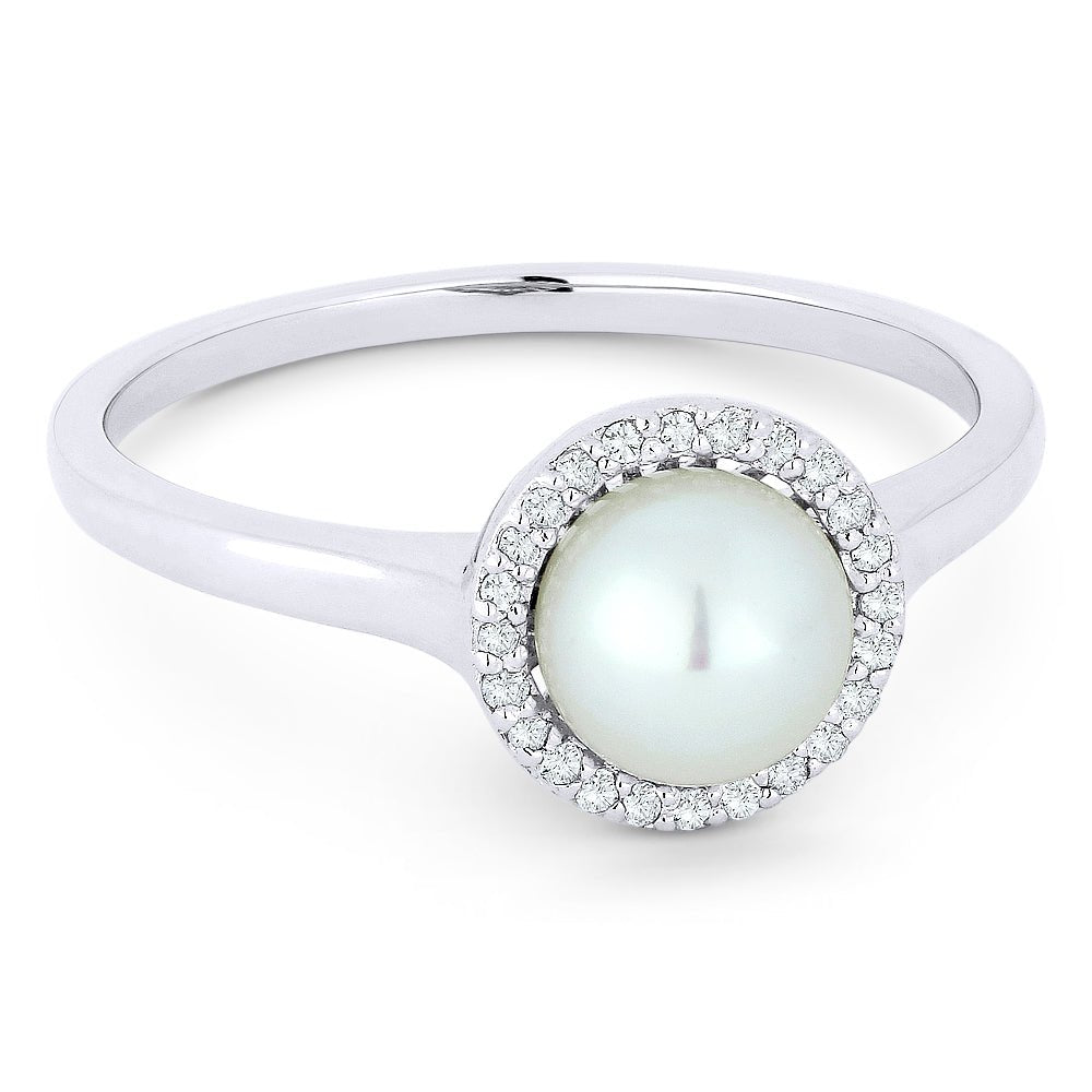 Rings - 14K White Gold,Pearl RING - R1335PEW - Ask Me Wear