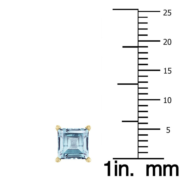 Jewelry - 14K Yellow Gold 5Mm Square Aquamarine Earrings - GER59033AQ - Ask Me Wear