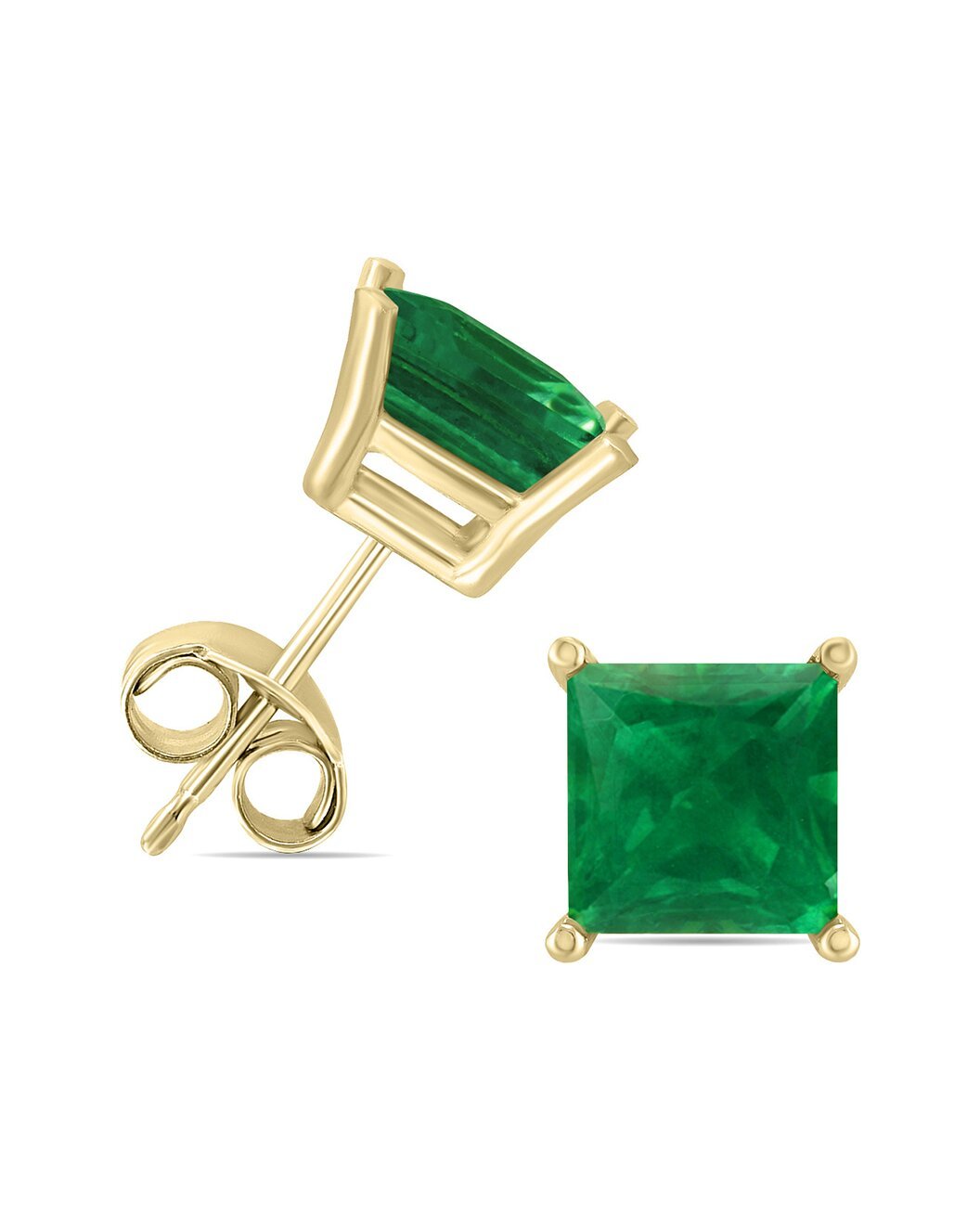 Jewelry - 14K Yellow Gold 5Mm Square Emerald Earrings - GER59033EM - Ask Me Wear