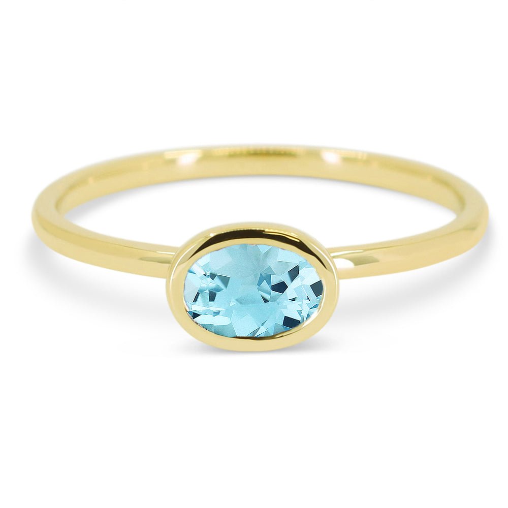 Rings - 14K Yellow Gold,Blue Topaz RING - R1628BTY - Ask Me Wear