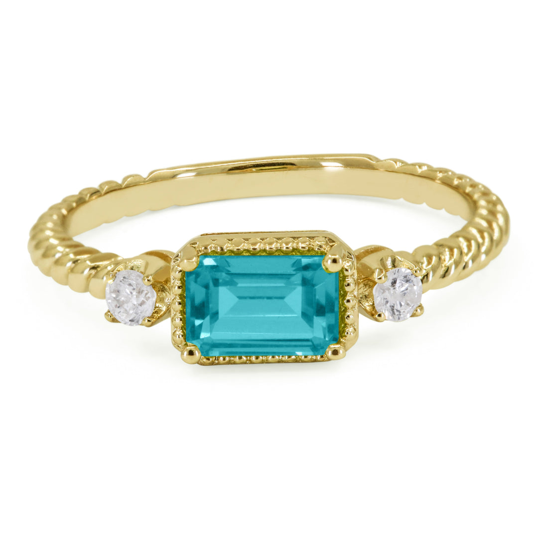 Rings - 14K Yellow Gold,Created Tourmaline Paraiba RING - R1742CPARY - Ask Me Wear