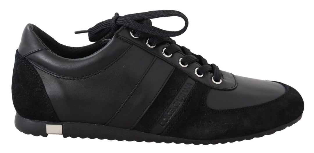 Dolce &amp; Gabbana Sample Sale Dolce &amp; Gabbana Black Logo Leather Casual Sneakers Shoes - | Designer outlet