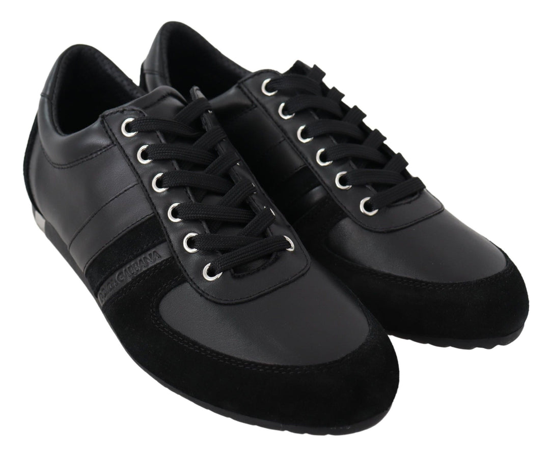 Dolce &amp; Gabbana Sample Sale Dolce &amp; Gabbana Black Logo Leather Casual Sneakers Shoes - | Designer outlet
