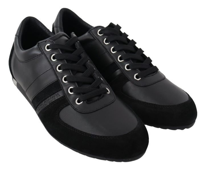 Dolce &amp; Gabbana Sample Sale Dolce &amp; Gabbana Black Logo Leather Casual Sneakers Shoes - | Designer outlet