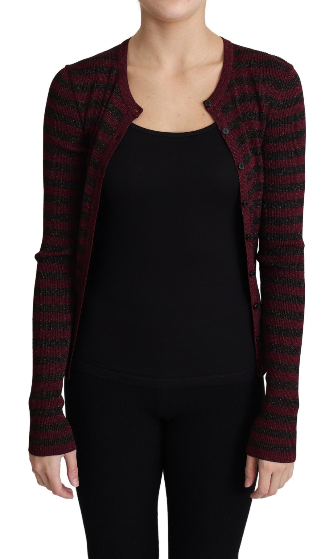 Dolce &amp; Gabbana Sample Sale Dolce &amp; Gabbana Black Red Striped Viscose Cardigan Sweater - | Designer outlet