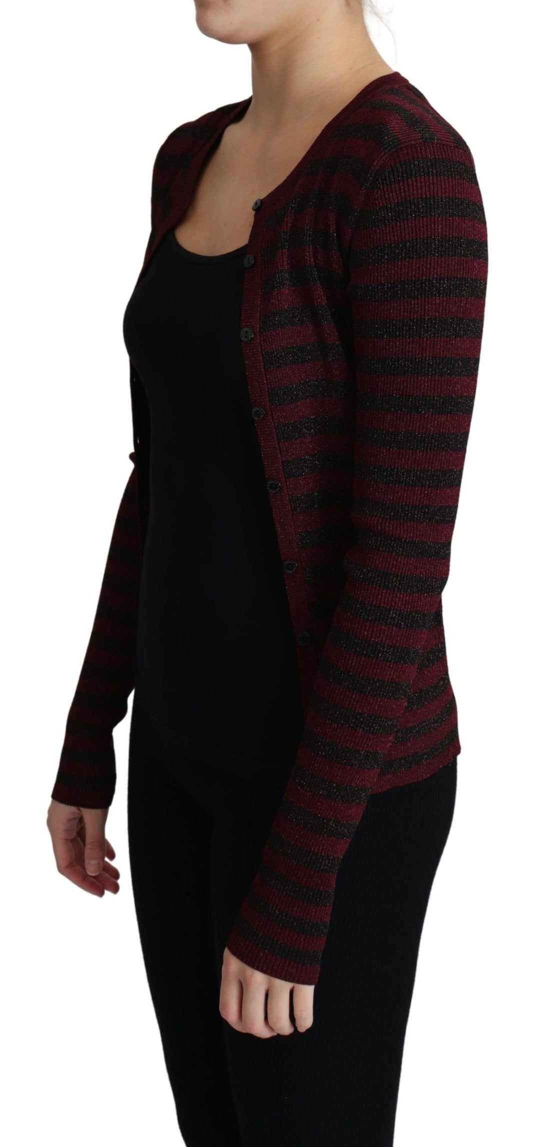 Dolce &amp; Gabbana Sample Sale Dolce &amp; Gabbana Black Red Striped Viscose Cardigan Sweater - | Designer outlet