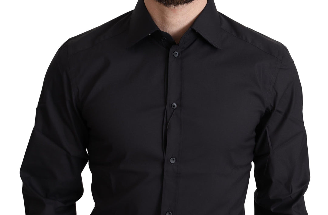 Dolce & Gabbana Elegant Black Gold Slim Fit Dress Shirt