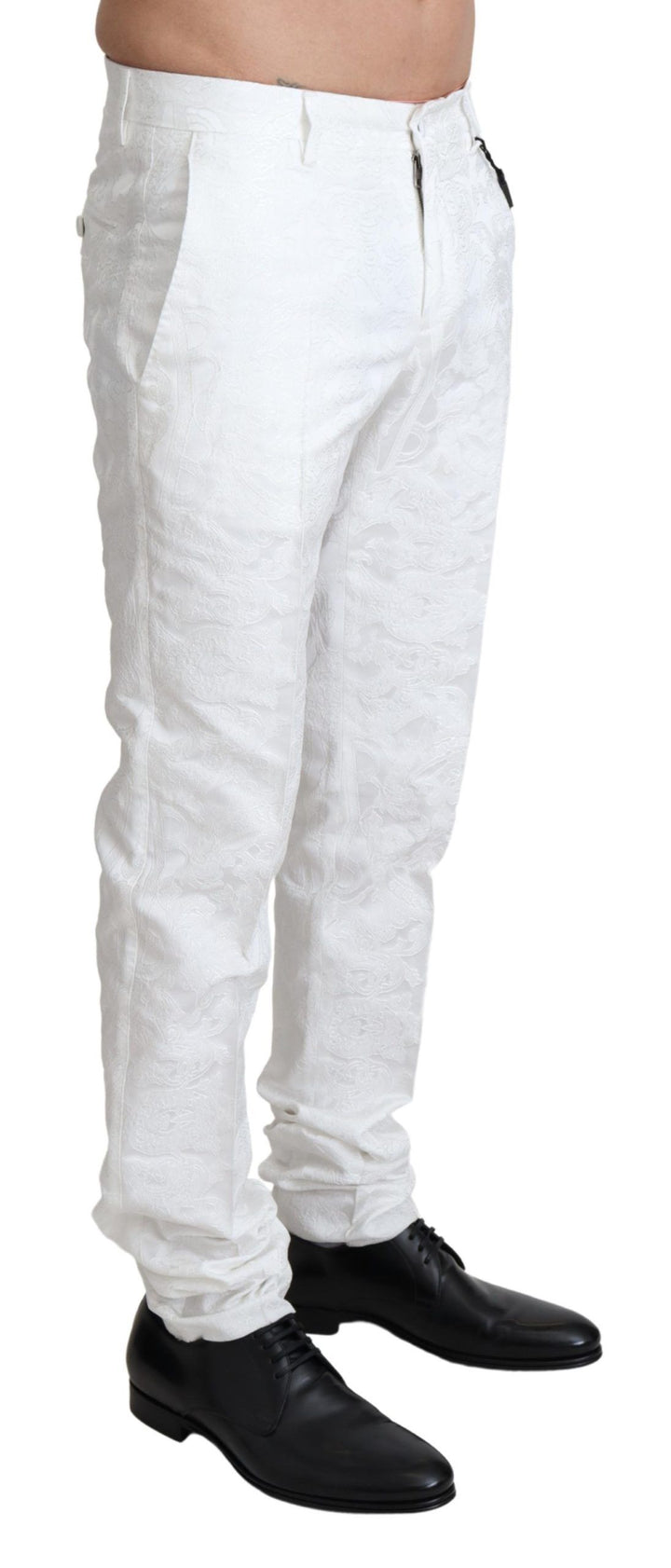 Dolce &amp; Gabbana Sample Sale Dolce &amp; Gabbana White Brocade Jaquard Dress Trouser Pants - | Designer outlet
