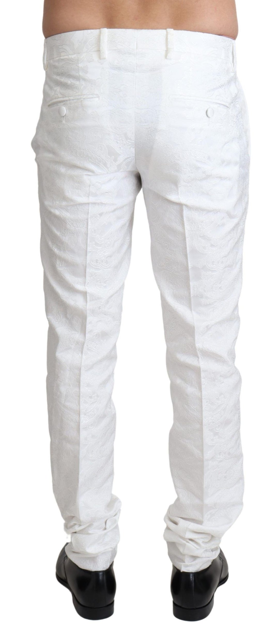 Dolce &amp; Gabbana Sample Sale Dolce &amp; Gabbana White Brocade Jaquard Dress Trouser Pants - | Designer outlet