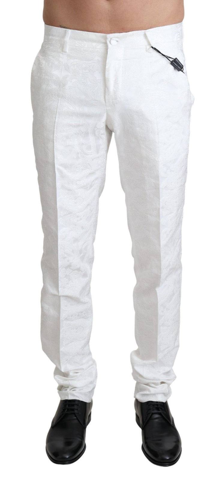 Dolce &amp; Gabbana Sample Sale Dolce &amp; Gabbana White Brocade Jaquard Dress Trouser Pants - | Designer outlet